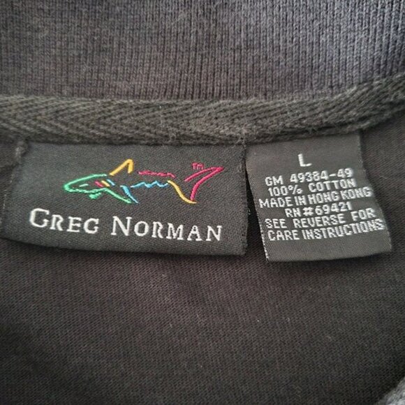 Vintage 90s Greg Norman Golf Shirt Black Polo Size Large VTG - Picture 4 of 8